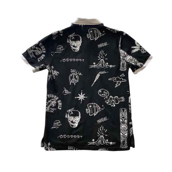 Rue21 Black & White Patterned Polo – Medium - Picture 3 of 3